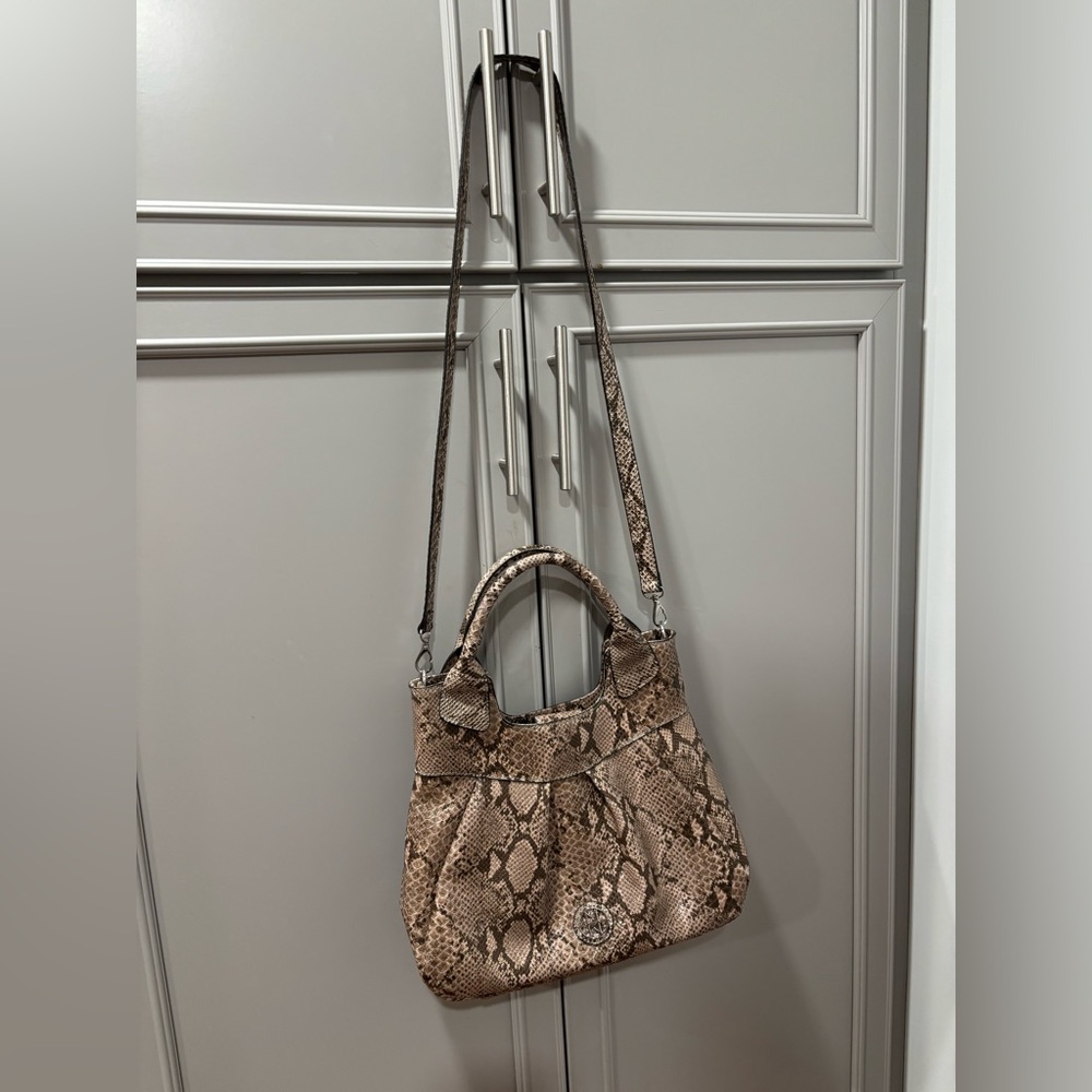 Marc Bouwer Python Print Tote Bag Convertible Cro… - image 6